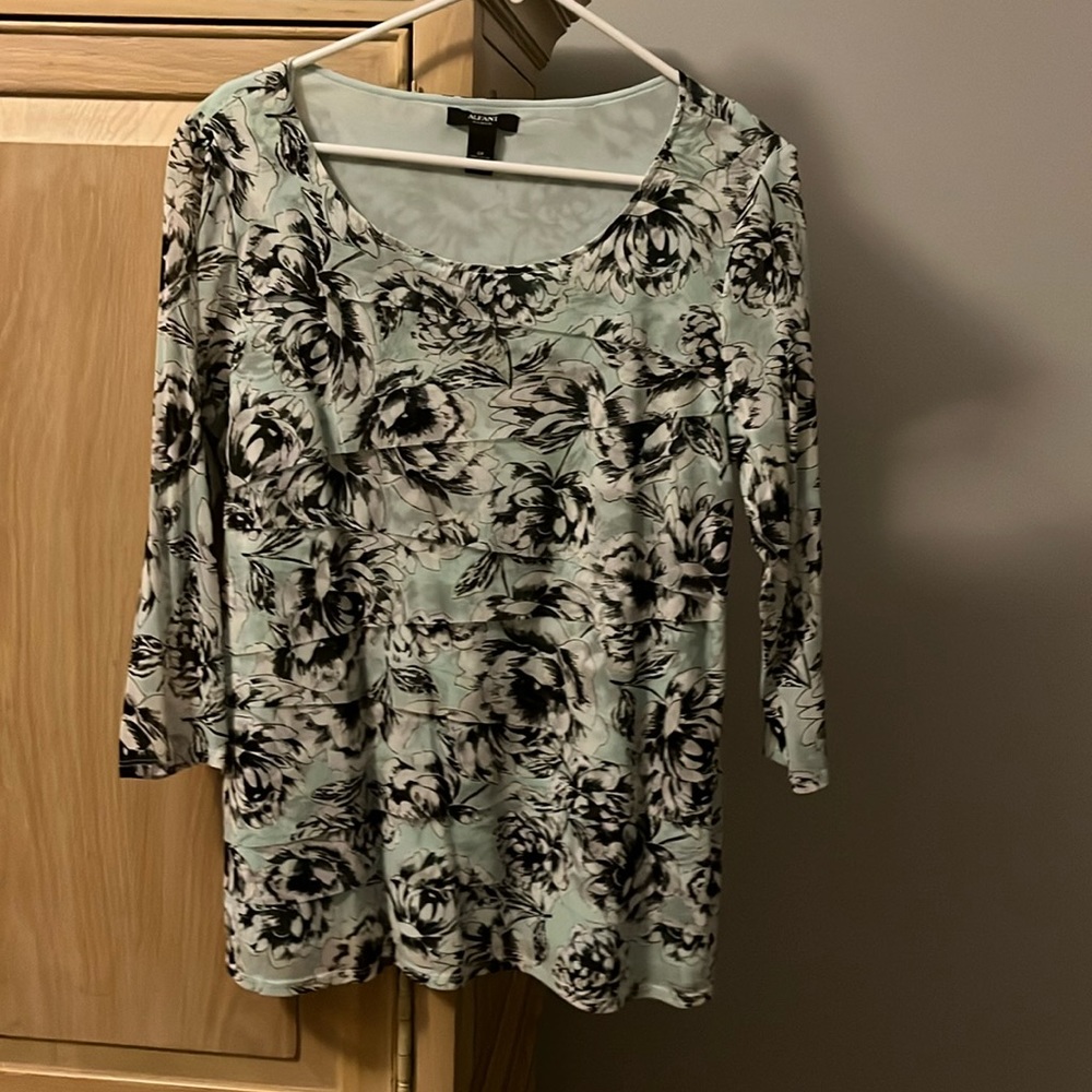 Alfani light mint green long sleeve blouse. Layered